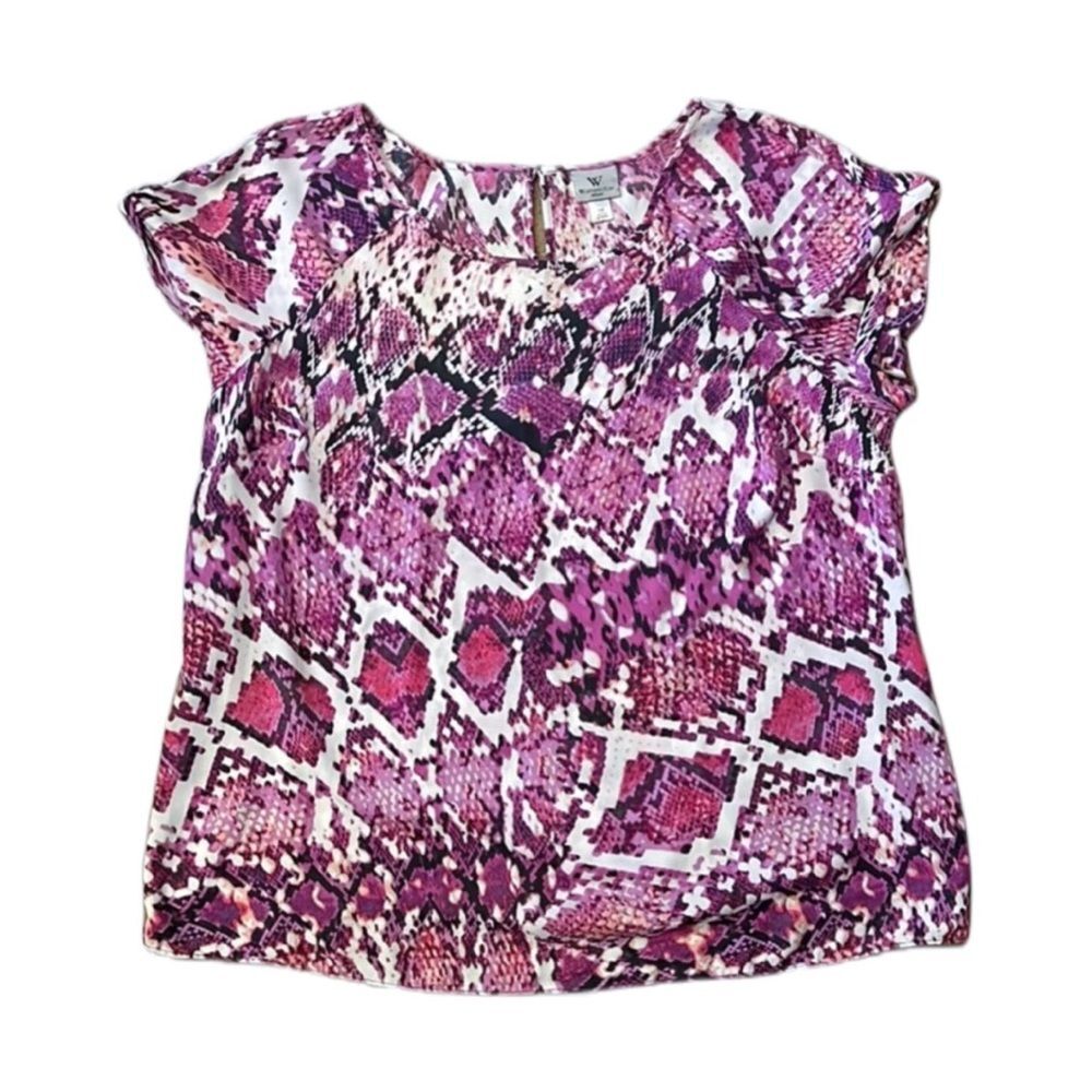 womens pink snake print top